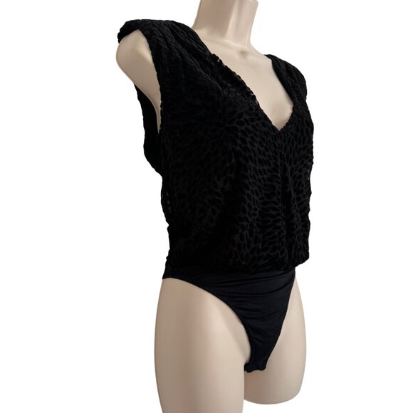 Ramy Brook Regina Velvet Burnout Bodysuit Size XS Black NWT $278 Sleeveless - Picture 3 of 14